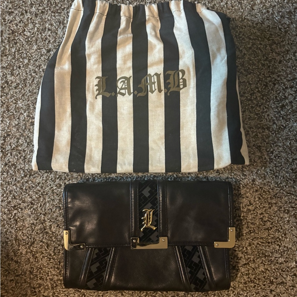 L.A.M.B. Black Leather Clutch